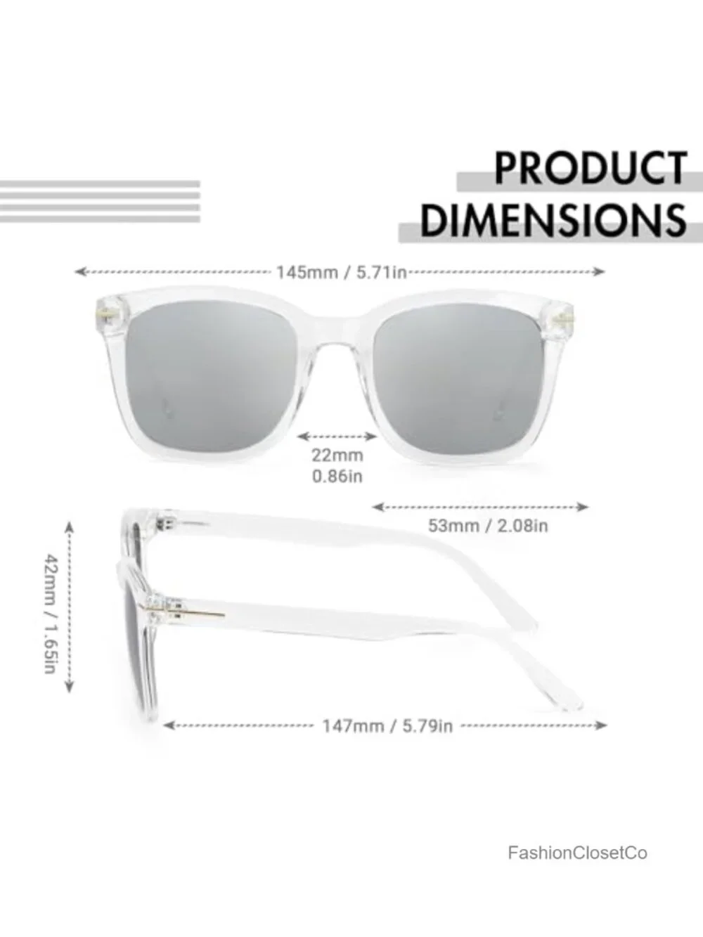 Women's Oversized Square Sunglasses Polarized UV400 Metal Temples